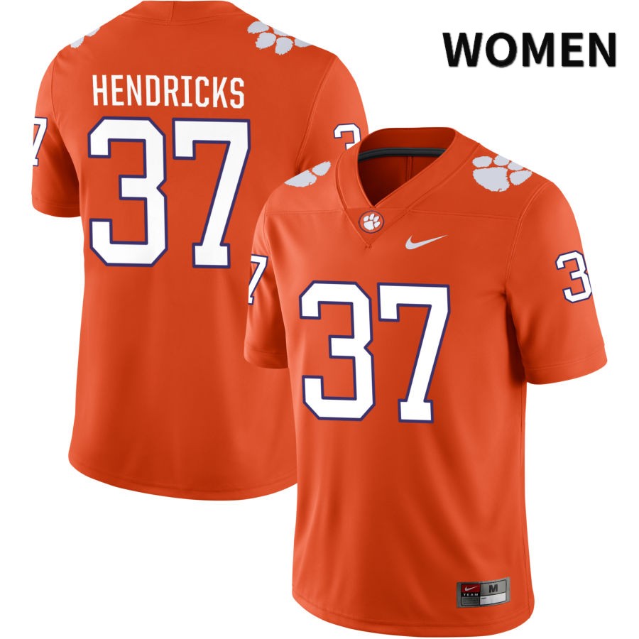 Women's Clemson Tigers Jacob Hendricks #37 College Orange NIL 2022 NCAA Authentic Jersey Athletic TUD72N4H